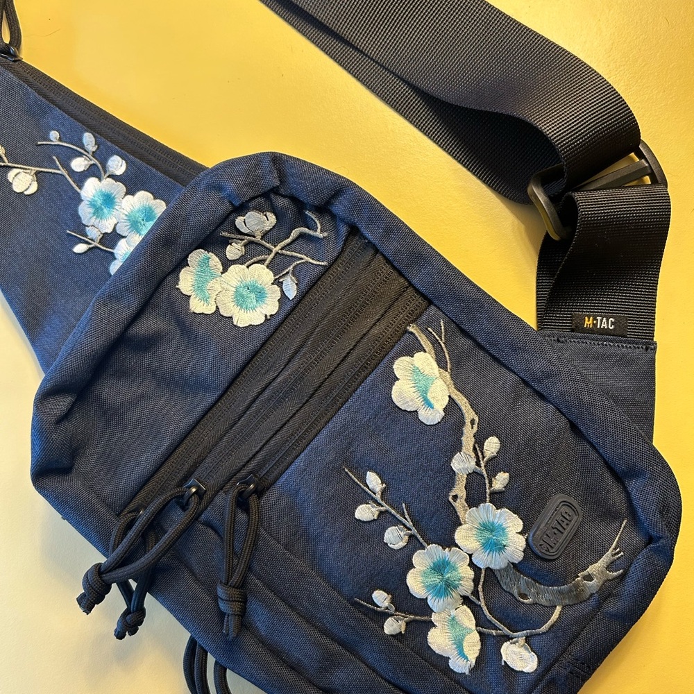 Concealed Carry Tactical M*Tac Navy Blue Floral Embroidered Women's Bag
